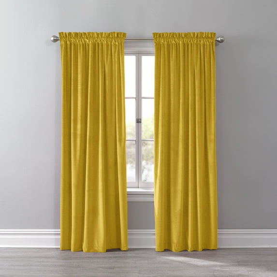 Brylanehome Velvet Rod-Pocket Panel - 50I W 95I L, Gold Window Curtain