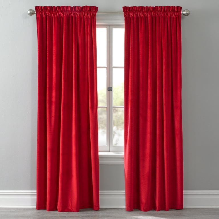 Brylanehome Velvet Rod Pocket Panel 50i W 95i L Santa Red Window Curtain Com