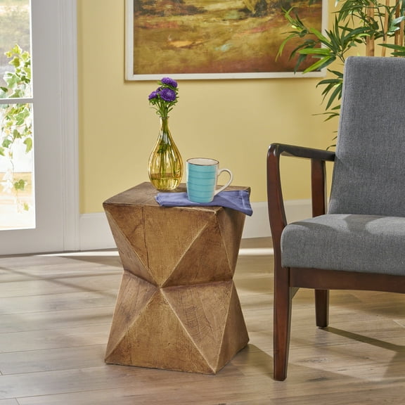 Bryleigh Indoor Lightweight Concrete Accent Table, Natural