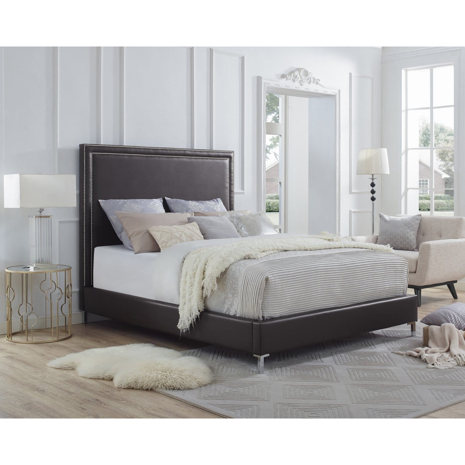 Inspired Home Reese Faux Leather Platform Bed