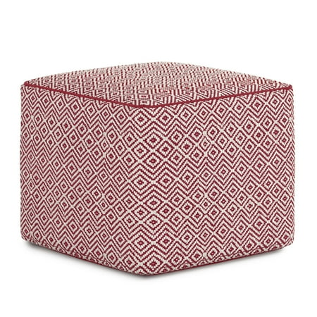 Simpli Home - Brynn Square Pouf - Patterned Maroon and Natural