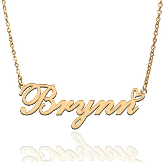 Brynn Custom Name Necklace Customized Personalized Plated Name Necklace for Mother Daughter Friendship Women Valentine's Day Christmas Birthday New Year Gold
