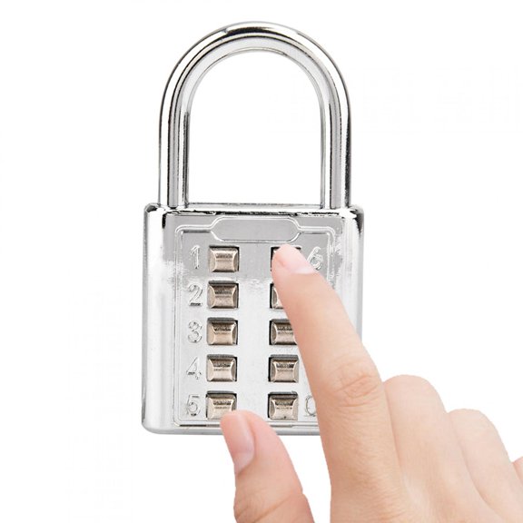 Brynna 10-digit Password Blind Button 10-digit Push Button Combination Password Padlock Blind Button Padlock for Luggage Zipper, Drawer, Gym Locker Zinc Alloy