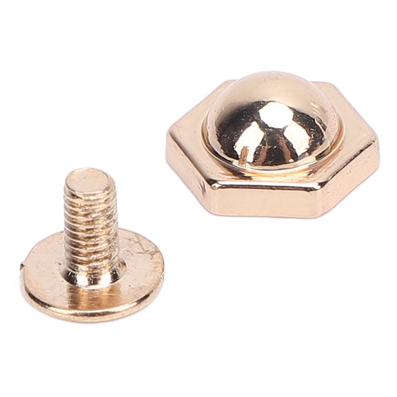 Brynna 10mm Rivet Stud Set Metal Hex Rivets, Rivet Slotted Screw Kit 50 Sets 10mm Zinc Alloy for Repairing Leather Crafts Light Gold