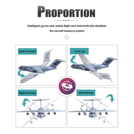 Brynna 2.4GHz Glider AirplaneQF005 RC Plane, 2 Channel Remote Control Airplane, C17 Army Transport Aircraft, 2.4GHz EPP Foam RC Glider with 6-axis Gyro, Easy to Fly for Beginners Adults