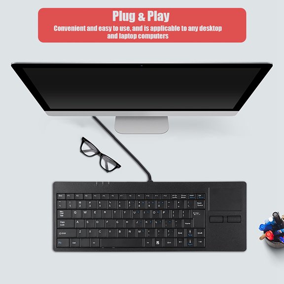 Brynna 86 Keys KeyboardWired USB Touchpad Hub Port Keyboard 86 Key Mute Ultra Thin Keyboard Notebook Desk