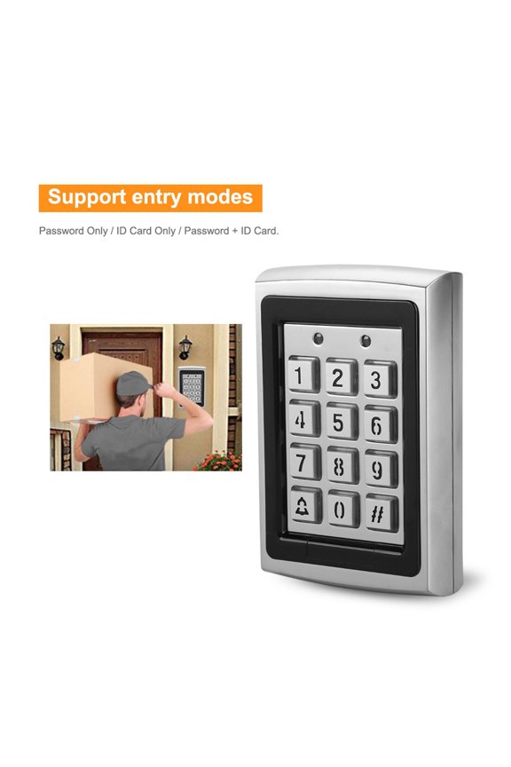 Card Access Control Keypad Door Access System Entry Controller 125KHz ID Card Reader Password Keypad Metal Case 1000 Users Blue Backlight with Alarm Lock Relay for Door Security