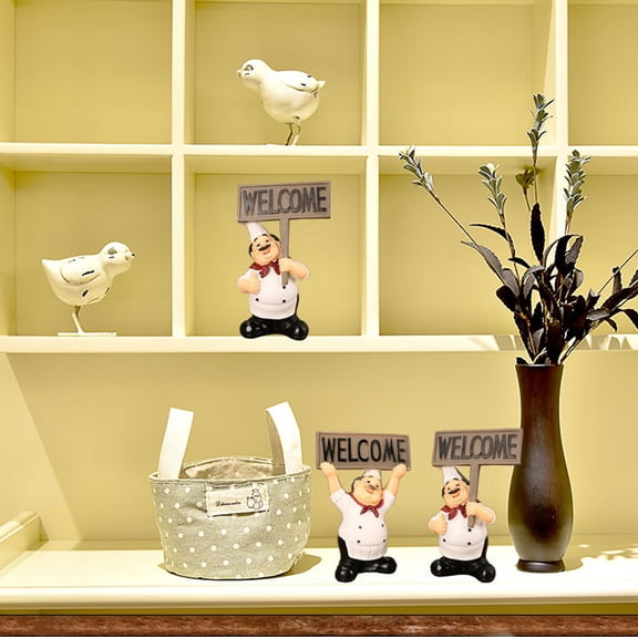 Brynna Chef Table Decor Decoration Restaurant Resin Cute Chef Figurine Miniature Statue Ornaments Welcome Board Table Decor