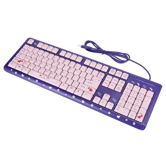 Brynna Computer Keyboard Ultra-Thin Keyboard, USB Wired Silent Keyboard for Home Business Office for Games Violet et rose