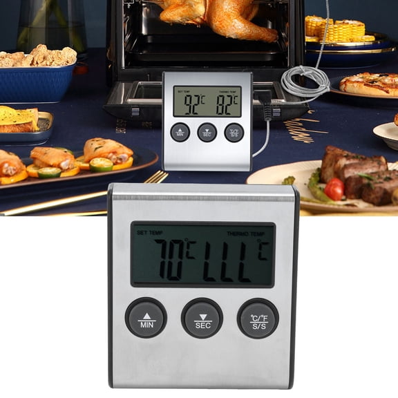 Brynna Cooking Tool Digital Meat Thermometer, Food Temperature Meter Home with Folding Probe Timer Alarm for Heating for Refrigeration for Food Processing for Kitchen