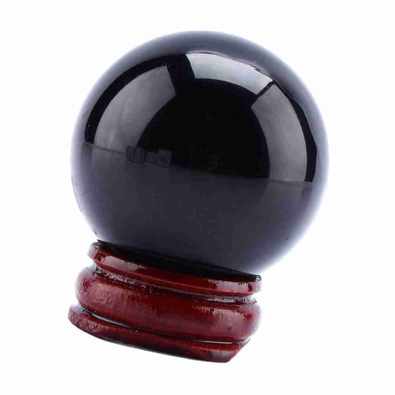 Brynna Craft Collection Gifts Surprise Gift, Black Quartz Glass Sphere 40mm, Feng Shui, Meditation with Stand for Christmas and Other Festivals