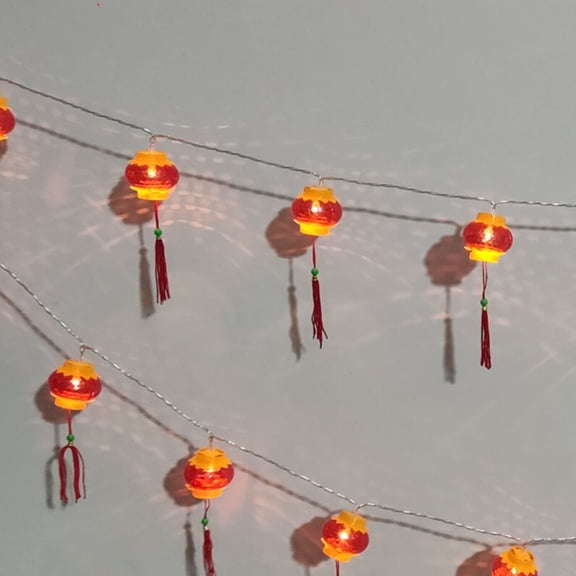 Brynna Decorative Hanging Lanterns Chinese Lantern String Lights, LED Light Beads Red Lantern String Lights for Courtyards With Tassel 3meters/9.8ft 20 Lights