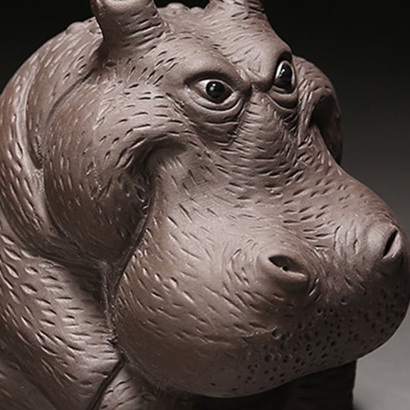 Brynna Desktop Animal Figurine Hippo Figurine, Tea Pet Sculpture Handmade for Tea Party