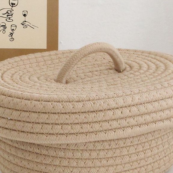 Brynna Desktop Storage Desktop Storage Basket, Handmade Cotton Rope Storage Organizer, Durable and Lightweight with Multi Uses, Simple and Elegant Weave Pattern, for Home Decor, 310g