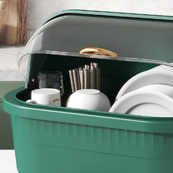 Brynna Dish Dryer Box Separate and Organize Dishes, Dish Drying Box Drain Board with Lid Cover, Easy to Store and Keep for Kitchen Accessories, Suitable for Bowls and Plates