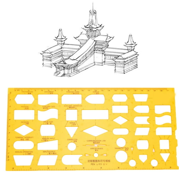 Brynna Drawing Template Ruler sturdy Architectural Hollow Geometric Ruler Template Drawing Tool for Architects Engineers Designers