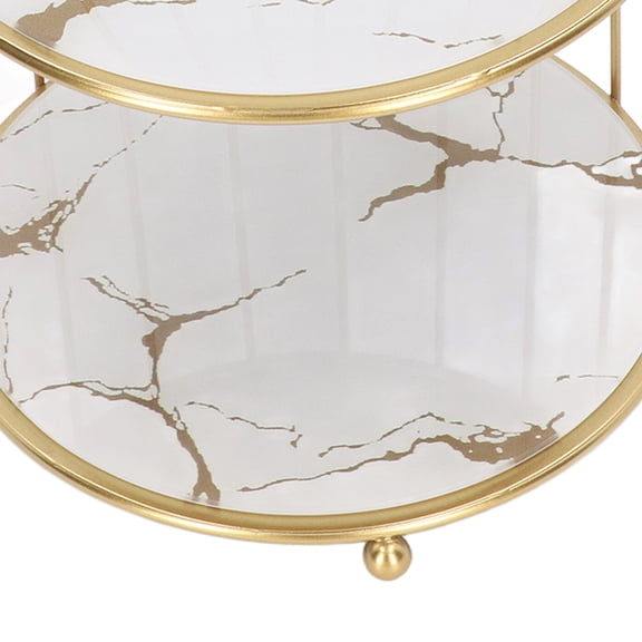 Brynna Dressing Table Storage Shelf Double Layer Storage Shelf Bird Cage Organizer Display Rack Bathroom Countertop Dressing Table Gold Frame