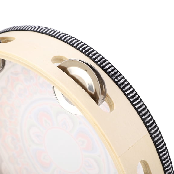 Brynna Hand Held Drum Tamborine Wooden Hand Held Tambourine for Adult and Children, Drum Bell Jingles Musical Instrument with Drum, Metal Bells and forPerforming