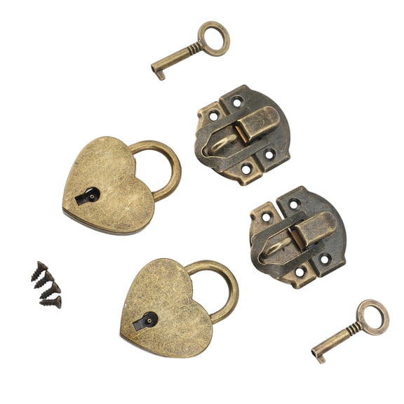 Brynna Heart Shaped Zinc Alloy Hasp Clasp, Heart Padlock for Complete Security Solution, Wooden Box Hasp Latch Padlock Set with Effortless Installation, Versatile Usage for Crafting and Repair