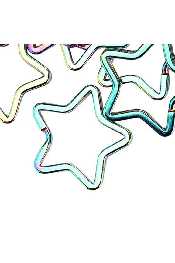 Iron Key Key Chain Ring, High Hardness 10pcs Keyring Pentacle Shaped for Home School