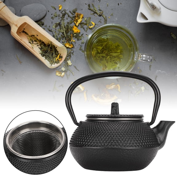 Brynna Iron Tea Set Cast Iron Tea Pot, 0.3L Home Use Kettle with Strainer Straight Hook Type Spout Design for Hotel for Home