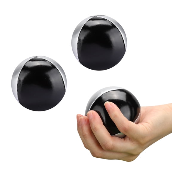 Brynna Leather JugglingJuggling 3PCS Silver Black PU Leather Indoor Leisure Portable Juggling Ball Performance Props