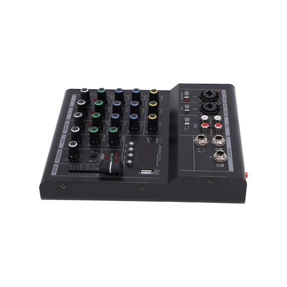 Brynna Live Sound Mixing Desk 4 Channel Mini Mixer Mixing Console Audio Mixer Sound Interface Mixing Board 48V Phantom Power BT MP3 Built In Effects Computer Sound Card Interface for Karaoke Home