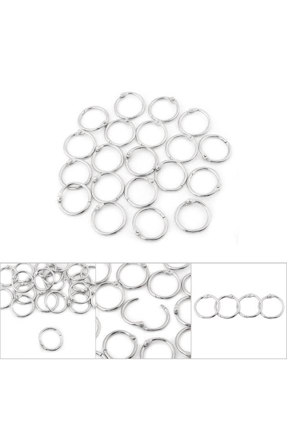 Loose Leaf Clip 3Sizes 20PCS Metal Hinged Ring Book Key Rings for Document Binding Scrapbook