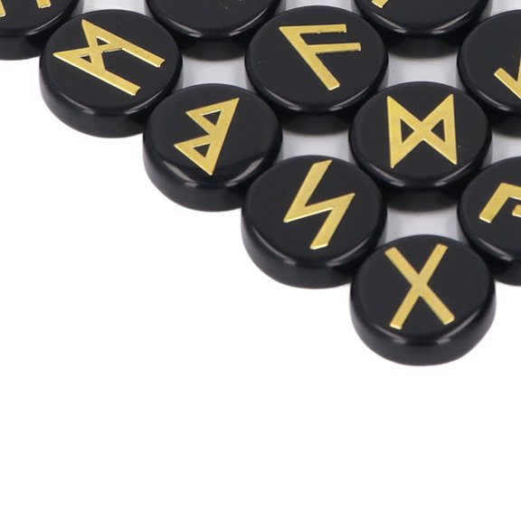 Brynna Meditation Stones Rune Stone Set, Glossy Virgin Letters Script Exquisite Decorative Witchcraft Rune Stones for Meditation Black