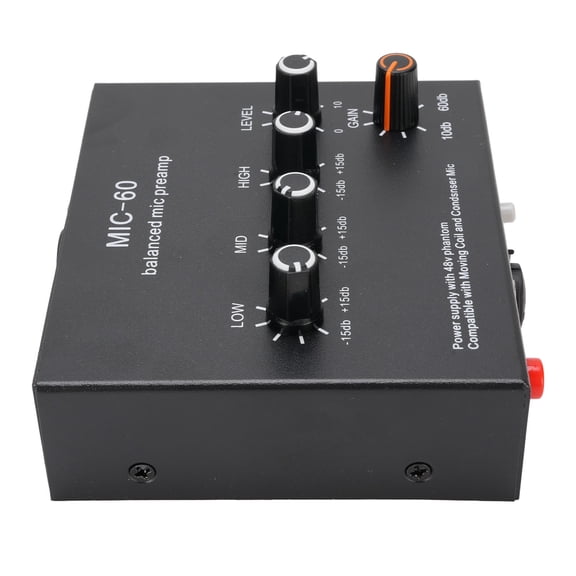 Brynna Microphone Amp60dB Gain Mic Pre Amp, Studio Sound Quality with 48V Power, XLR 3.5 6.35 Outputs, Aluminum Alloy Construction, for SM7B, 55SH, Dynamic Condenser Microphones
