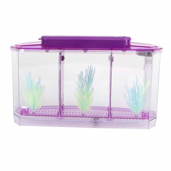 Brynna Mini Breeding Fish Aquarium Fish Tank LED Acrylic Three Divisions Breeding Isolation Box Small Fish
