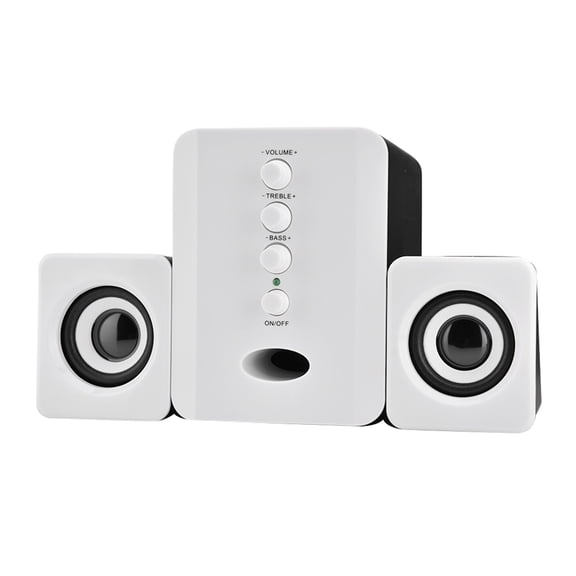 Brynna Mini Speaker for PCMini USB 2.1 Wired Combination Speaker Bass Music Subwoofer for Phone Laptop PC White