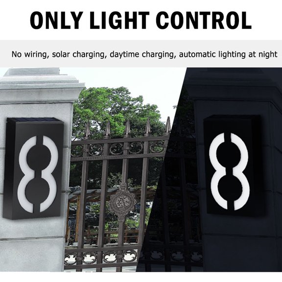 Brynna Number Digits Plate Lamp Address Digits Lamp Sign, Automatic Solar Door Number Light Weather for House