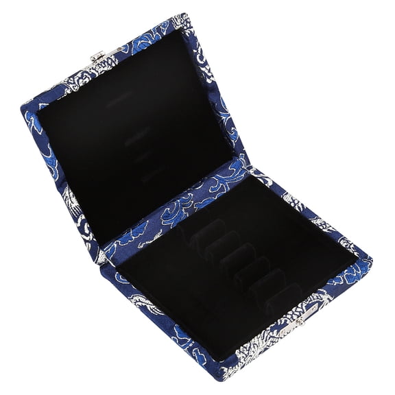 Brynna Oboe Accessory Wooden Silk Cloth Cover Case Holder for Oboe, Breathable Holes, Compact Size for 6pcs Reeds Blue