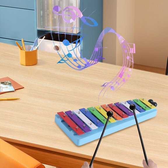 Brynna Percussion Instrument Colorful 13-Note Glockenspiel Xylophone Percussion Instrument for Beginners and Students