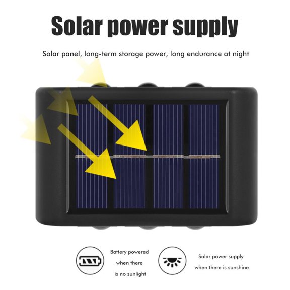 Brynna Restaurant Wall Decor Solar Wall Light, 2 Pcs LED Solar Wall Lamp IP65 Waterproof for Garden