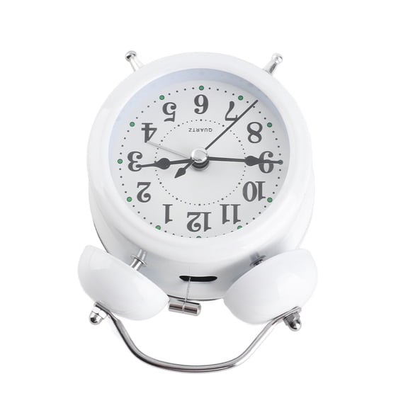 Brynna Ringing Alarm Clock Bedside Alarm Clock, Twin Bell Alarm Clock Battery Operated for Bedroom White