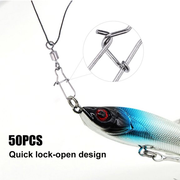 Brynna Rolling SwivelsFishing , 50pcs Fishing Snap for Fishing Lure for Saltwater for Freshwater