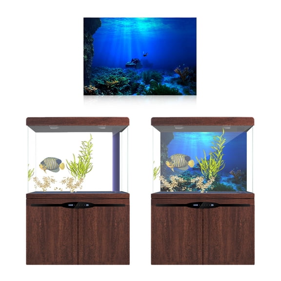 Brynna Seaworld Poster Seaworld Background Poster - Waterproof Adhesive PVC Sticker for Aquarium Fish Tank Decoration 24.02 x 11.81 Inch