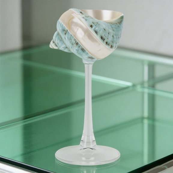 Brynna Shell Wine Goblet Glass Conch Shell Wine Glass Unique Handmade Polished Long Stem Wine Glass for Cold Beverages Desk Ornament