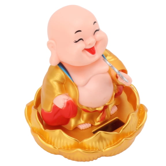Brynna Solar Monk Car Decoration Solar Monk Car Decoration, Solar Buddha Statue Decorative Shaking Head Energy Saving Vivid Automatic Drive for Restaurant Gold Clothes