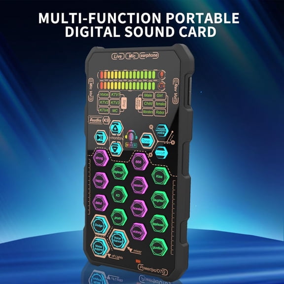 Brynna Sound Card Mixing ConsoleKaraoke K9 Handheld Live Sound Card Sound Board Set with Voice Change for Podacsting Broadcasting Singing Recording