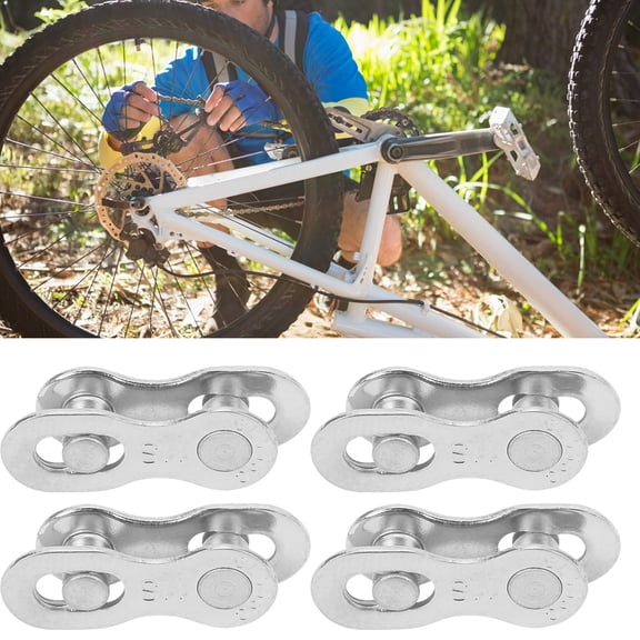 Brynna Steel Bike Chain LinkBicycle Chain Link, Bike Chains Links 4 Pairs for Replacement silver