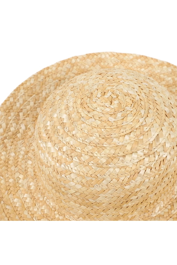 Straw Hat with StringBeach Sun Straw Hat, Wide Brim Elastic Band Cosplay Straw Hat Flexible Sun Protection for 22.0-22.8in Head Circumference for Party