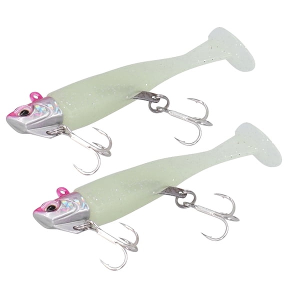 Brynna T Tail Lure Bait2Pcs Curved Cutter Heads Sea Fishing Double Hook T Tail Soft Simulation Lure Bait