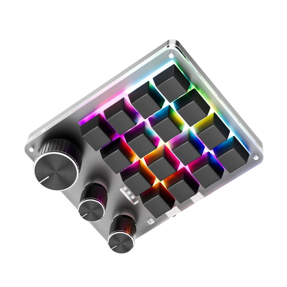 Brynna USB Programmable KeypadProgrammable Macro Keyboard 16 Keys 3 Knob Gaming Keypad with USB Wired, BT Mode Volume Controller