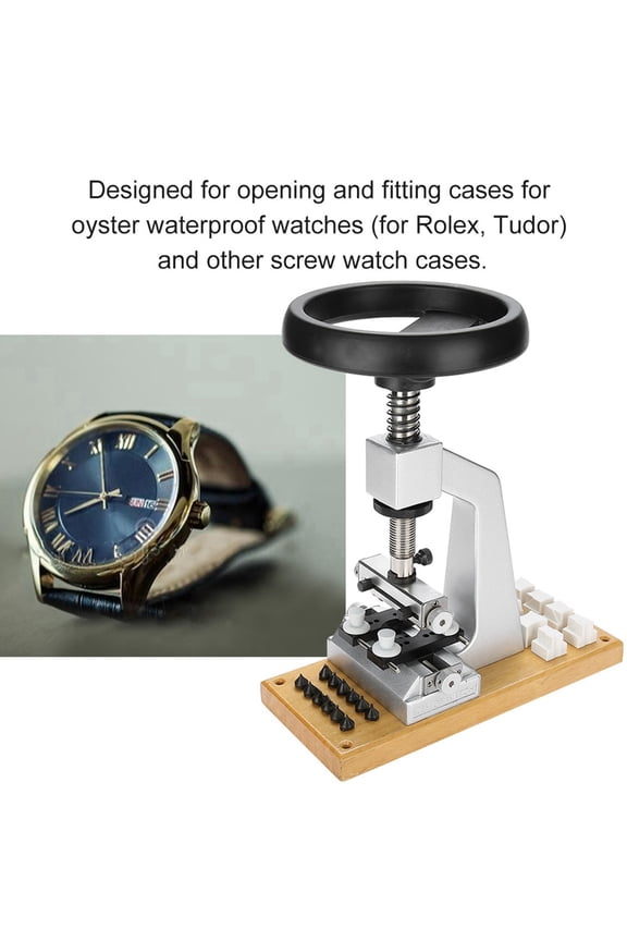 Watch Repair Tool Bench Watch Case Opener, with 6 Dies and Adapter, for Watches etc, Designed for Watch Cases