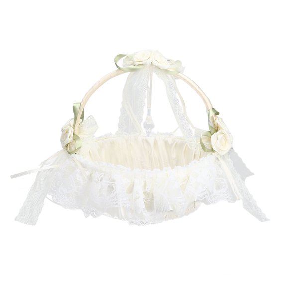 Brynna Wedding Basket Wedding White Flower Basket, Sufficient Capacity Romantic Flower Basket for Photography for Wedding