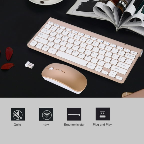 Brynna Wireless Keyboard ComboKeyboard, Wireless Keyboard Combo Protable for Computer for Desktop Laptop