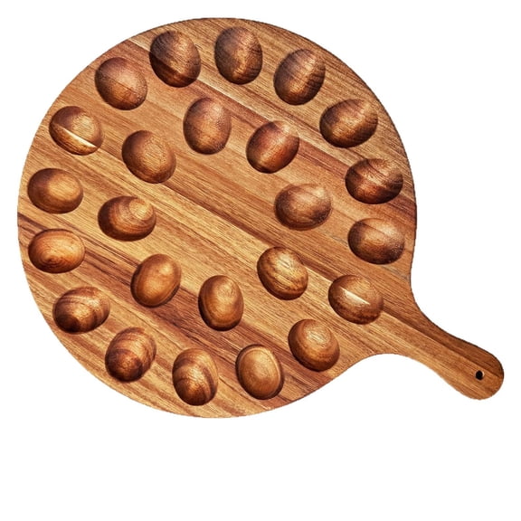 Brynna Wooden Deviled Egg Tray Deviled Wood Deviled Egg Platter 24 Holes Double Sided Handle Design Egg Plate Serving Tray for Kitchen
